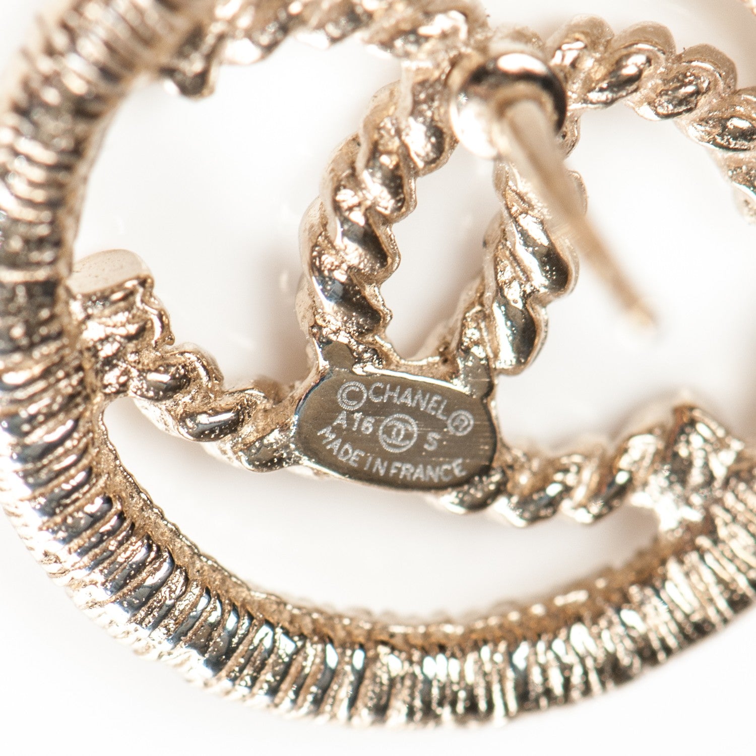 Chanel Twisted CC Earrings Light Gold 6 of 6