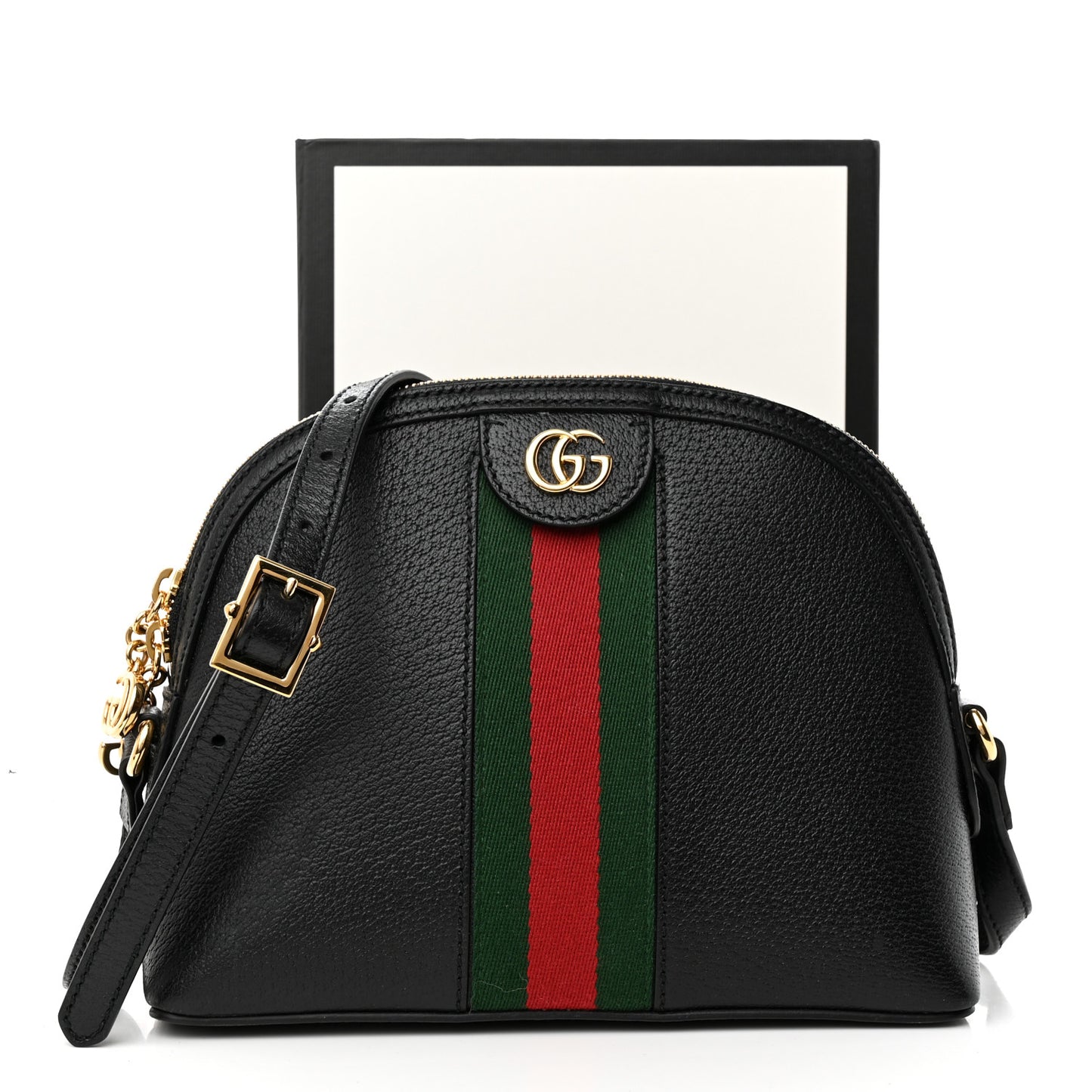 Calfskin GG Web Small Ophidia Dome Shoulder Bag Black