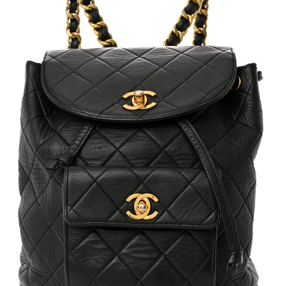 Chanel Lambskin Quilted Drawstring Backpack Black 8 of 16