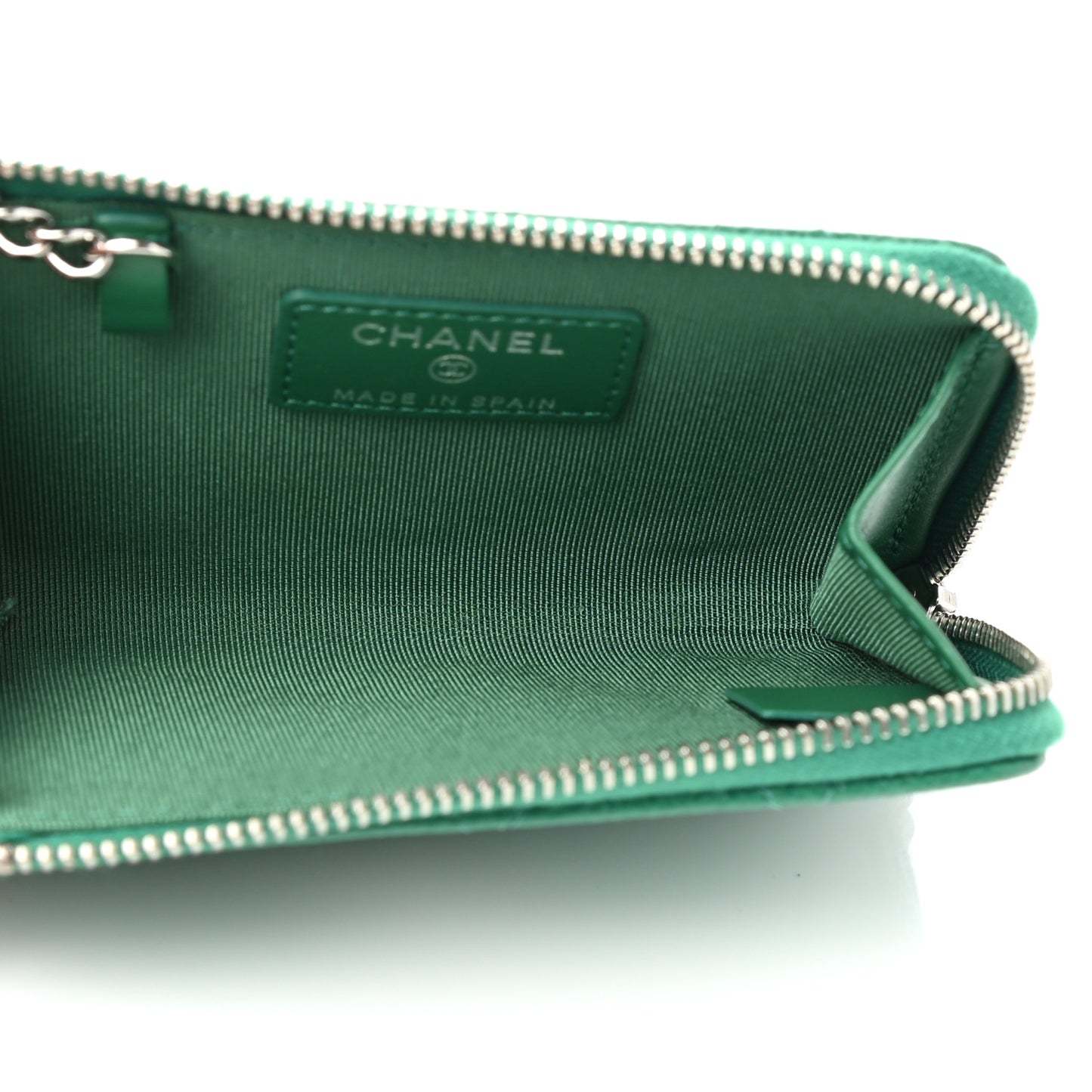 Caviar Quilted Zipped Key Holder Case Green