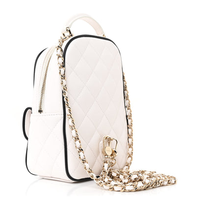 Chanel Lambskin Quilted Mini Backpack White Black 3 of 11