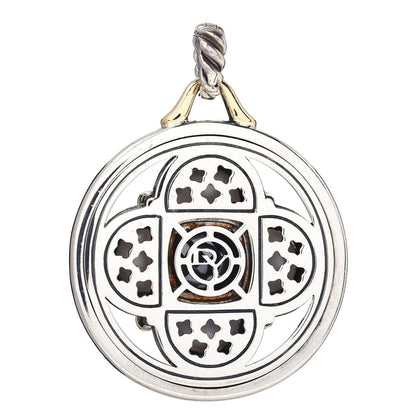 David Yurman Sterling Silver 18K Yellow Gold White Agate Hematite Garnet Half Moon Renaissance Enhancer Pendant 3 of 3