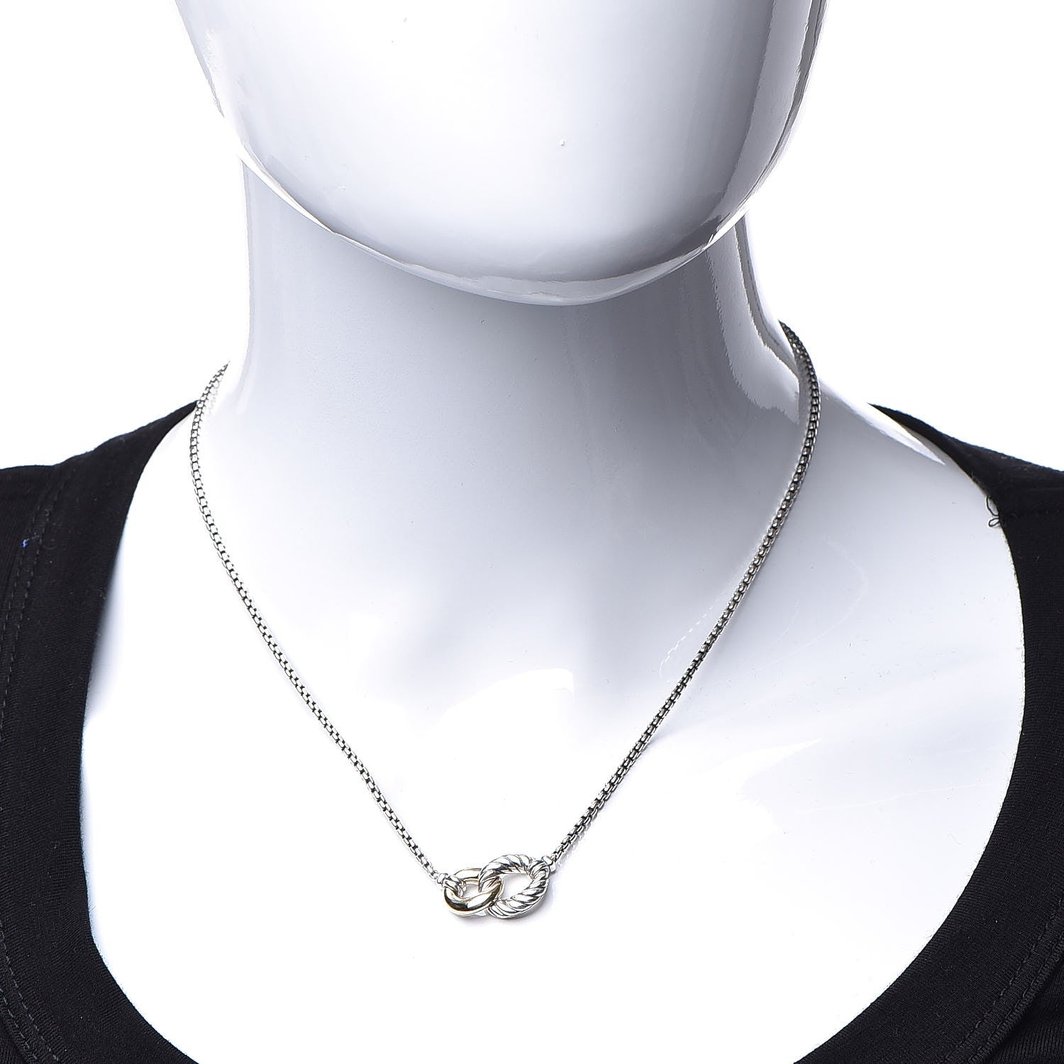 David Yurman Sterling Silver 18K Yellow Gold Belmont Pendant Necklace 2 of 5