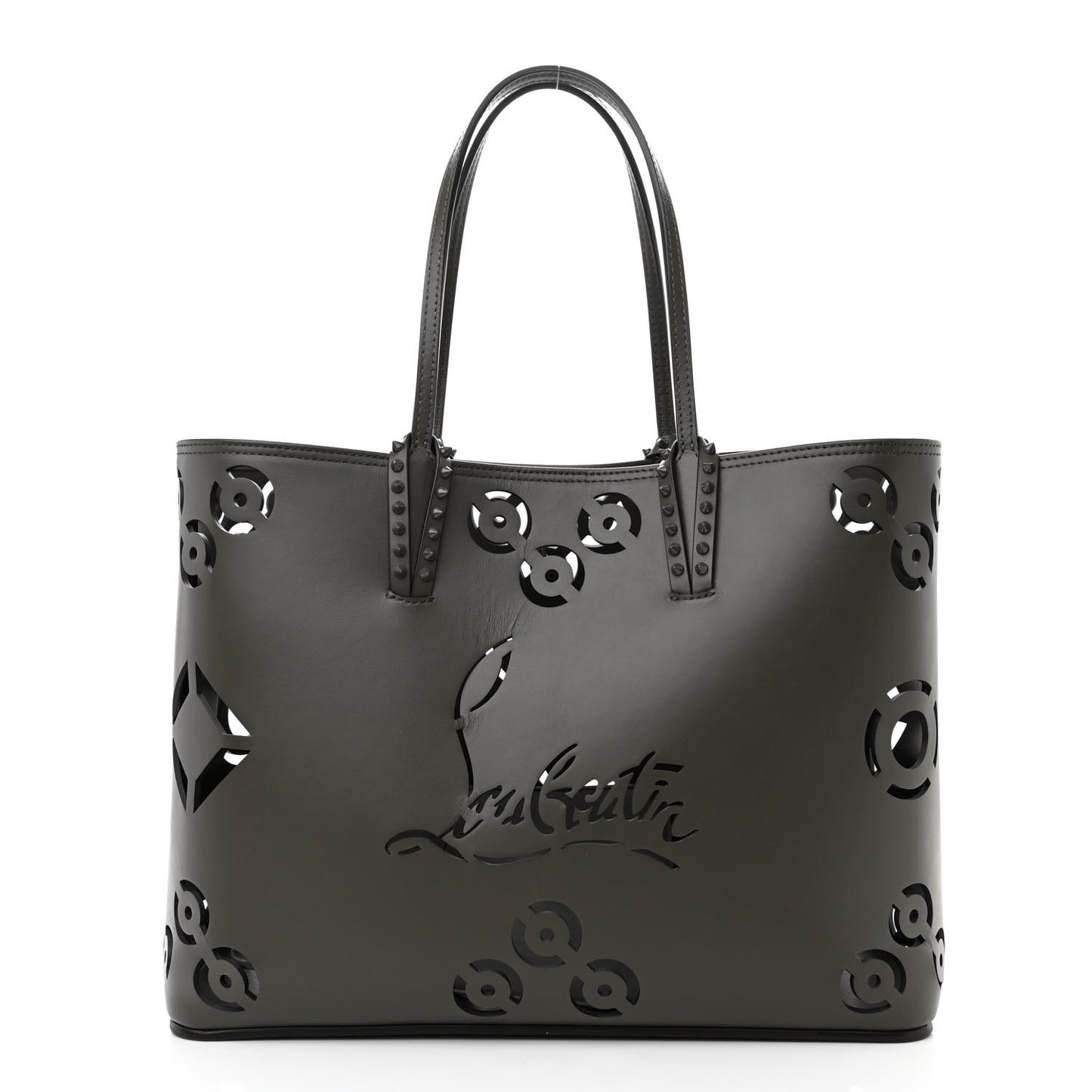 Calfskin Loubinthesky Perforated Cabata Tote Black