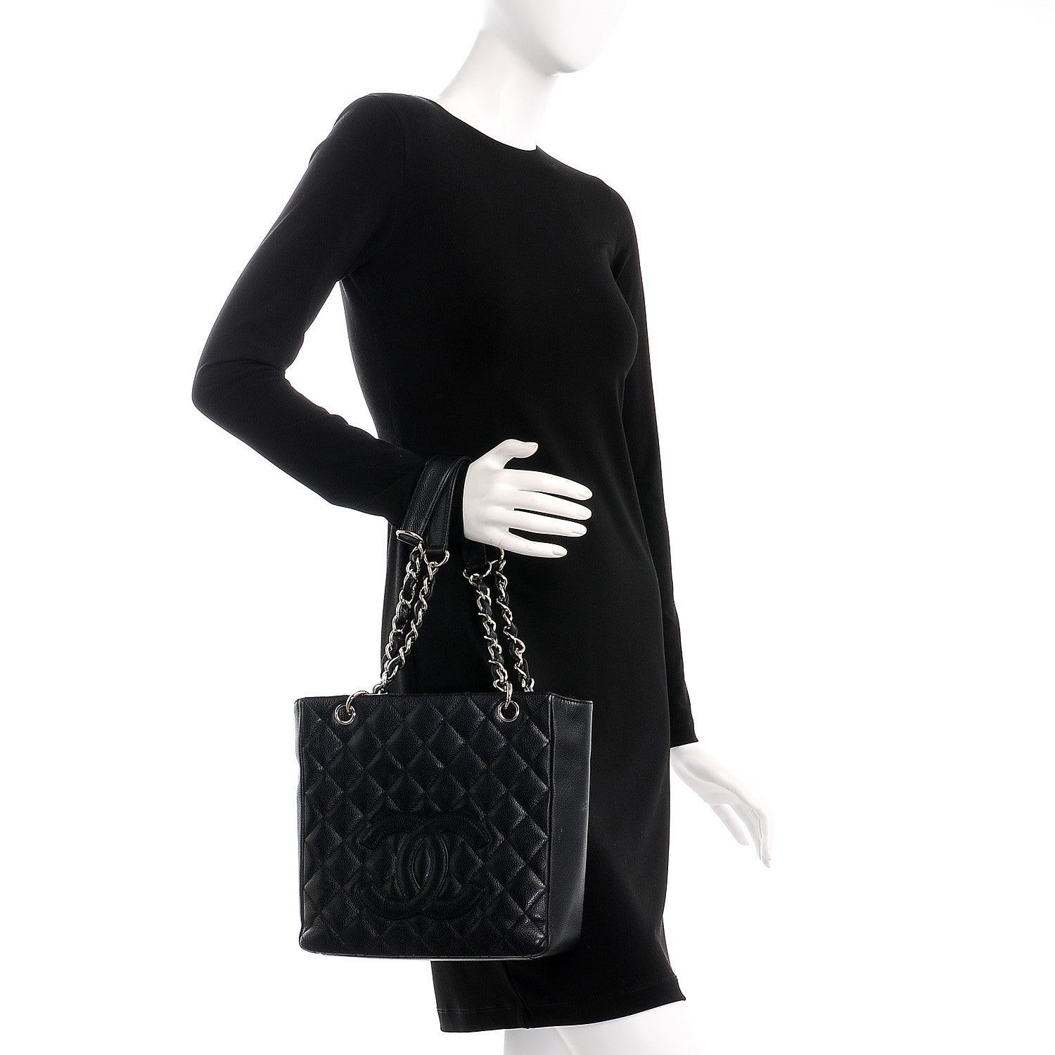 Chanel Caviar Quilted Petit Shopping Tote PST Black 2 of 12