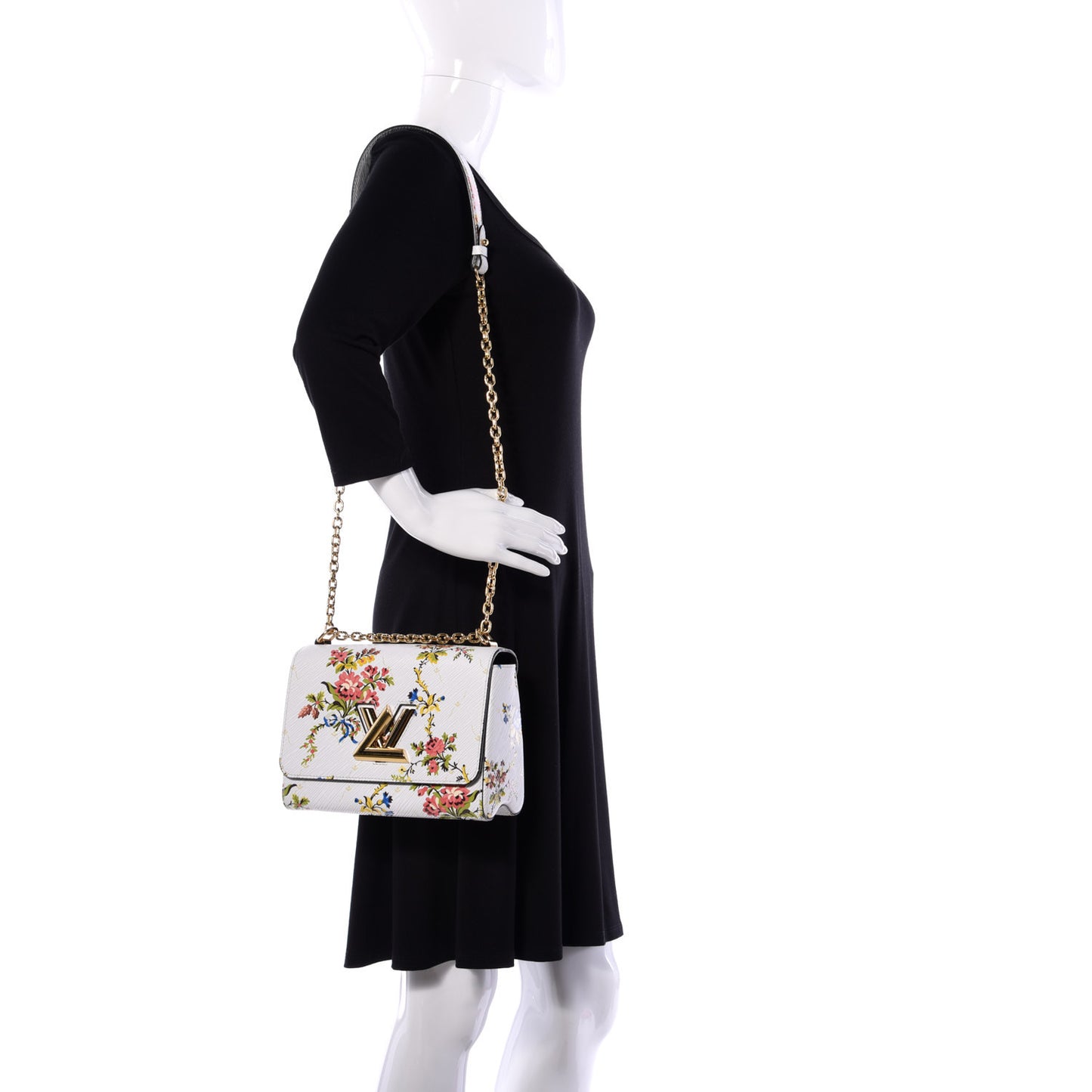 Epi Romantic Blossoms Twist Shoulder Bag MM White