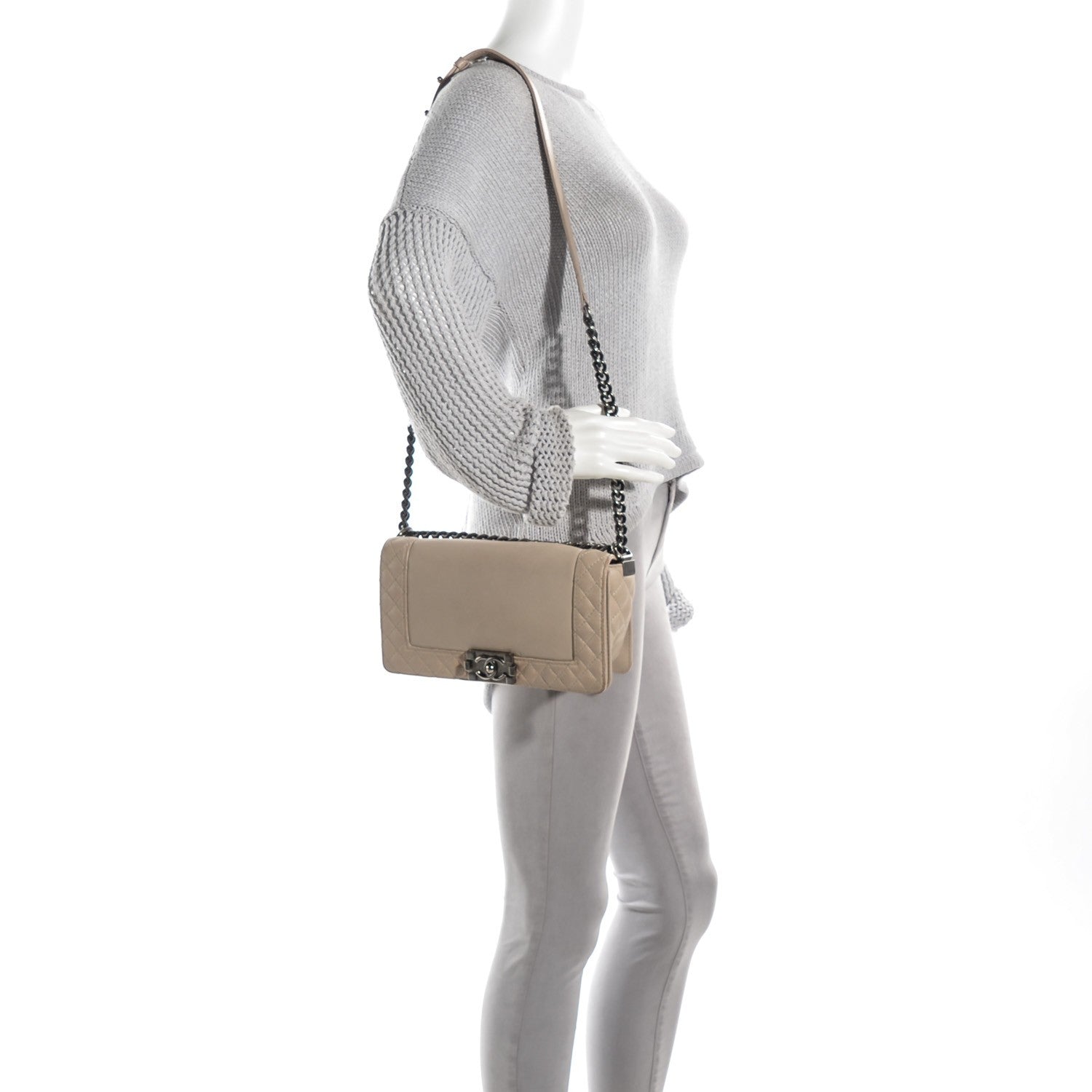 Chanel Calfskin Medium Boy Reverso Flap Beige Clair 2 of 8