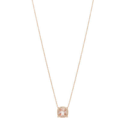 David Yurman 18K Rose Gold Diamond Morganite 7mm Petite Chatelaine Pave Bezel Pendant Necklace 1 of 4