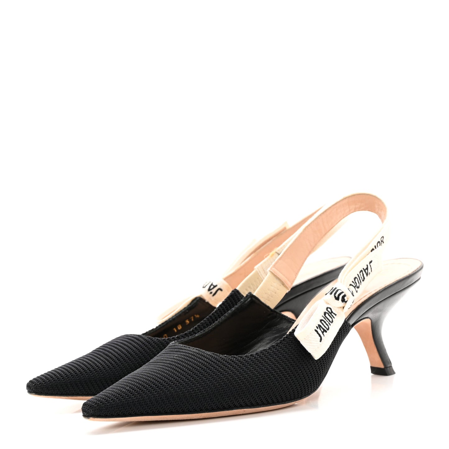 Technical Canvas Ribbon J Adior Slingback 65mm Pumps 37.5 Black