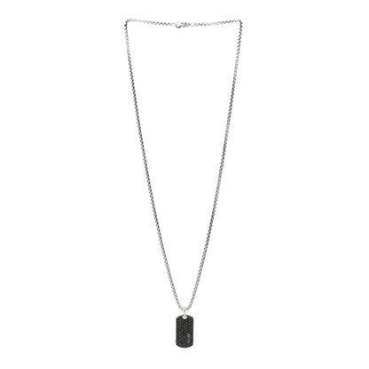 David Yurman Sterling Silver Black Diamond Small Dog Tag Necklace 3 of 5