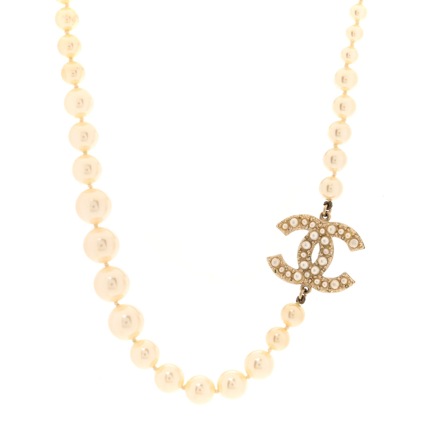 Chanel Pearl CC 100th Anniversary Necklace Light Gold 1 of 5