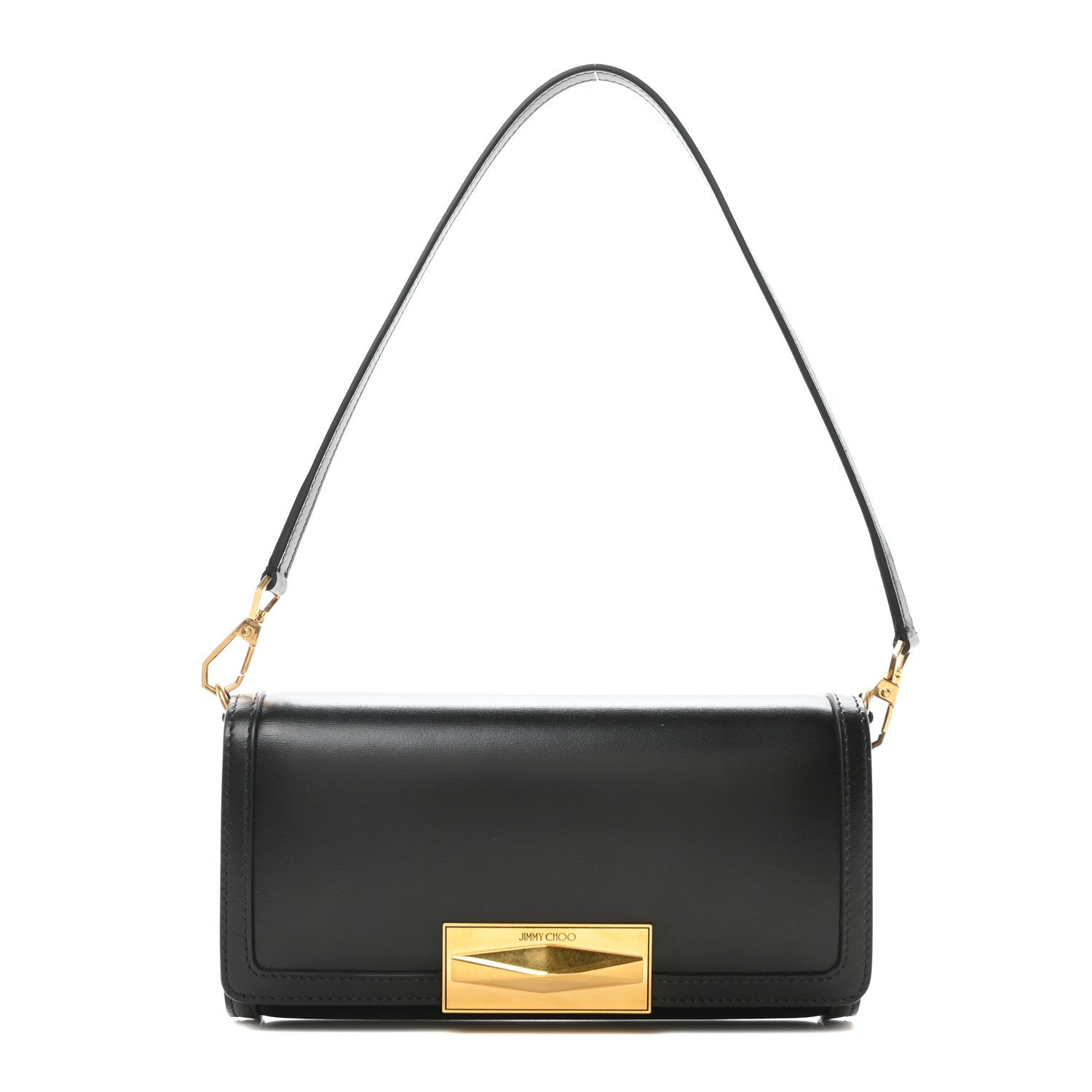 Jimmy Choo Calfskin Diamond Shoulder Bag Black 1 of 9