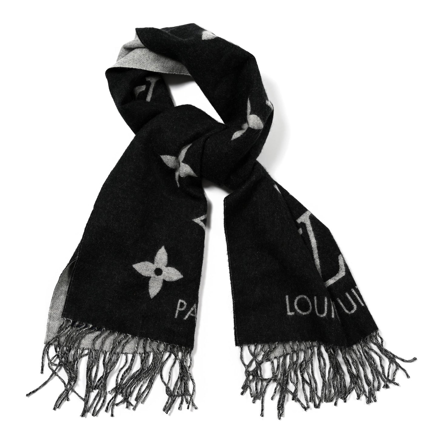 Cashmere Monogram Reykjavik Scarf Black