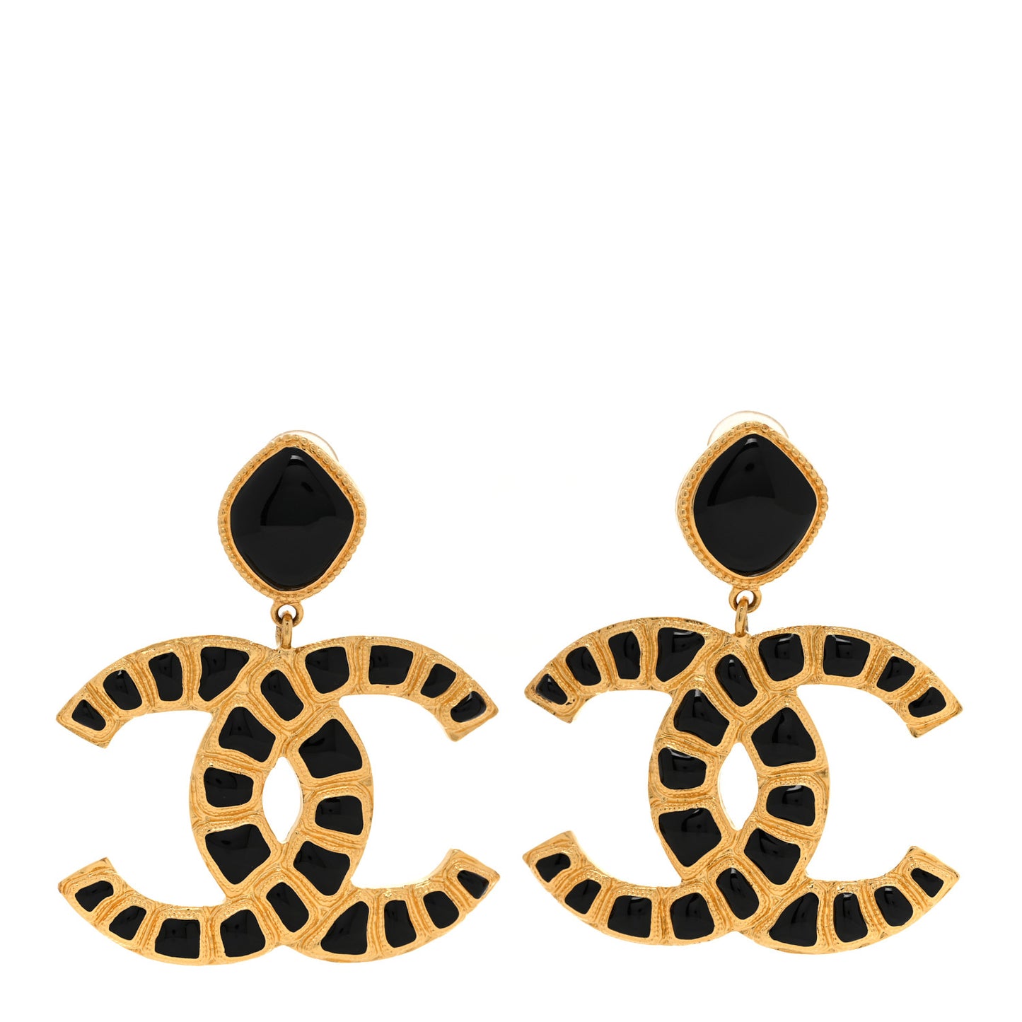 Resin Along The Nile CC Clip On Earrings Gold Black