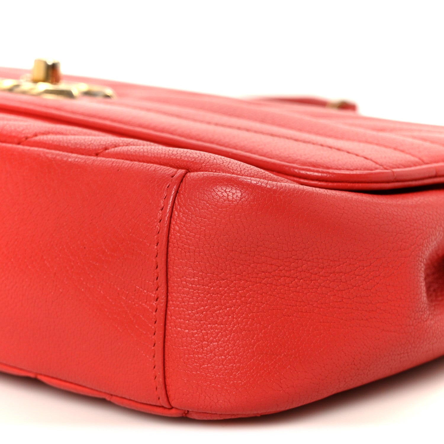 Chanel Shiny Goatskin Diagonal Quilted Medium Flap Red 11 of 11