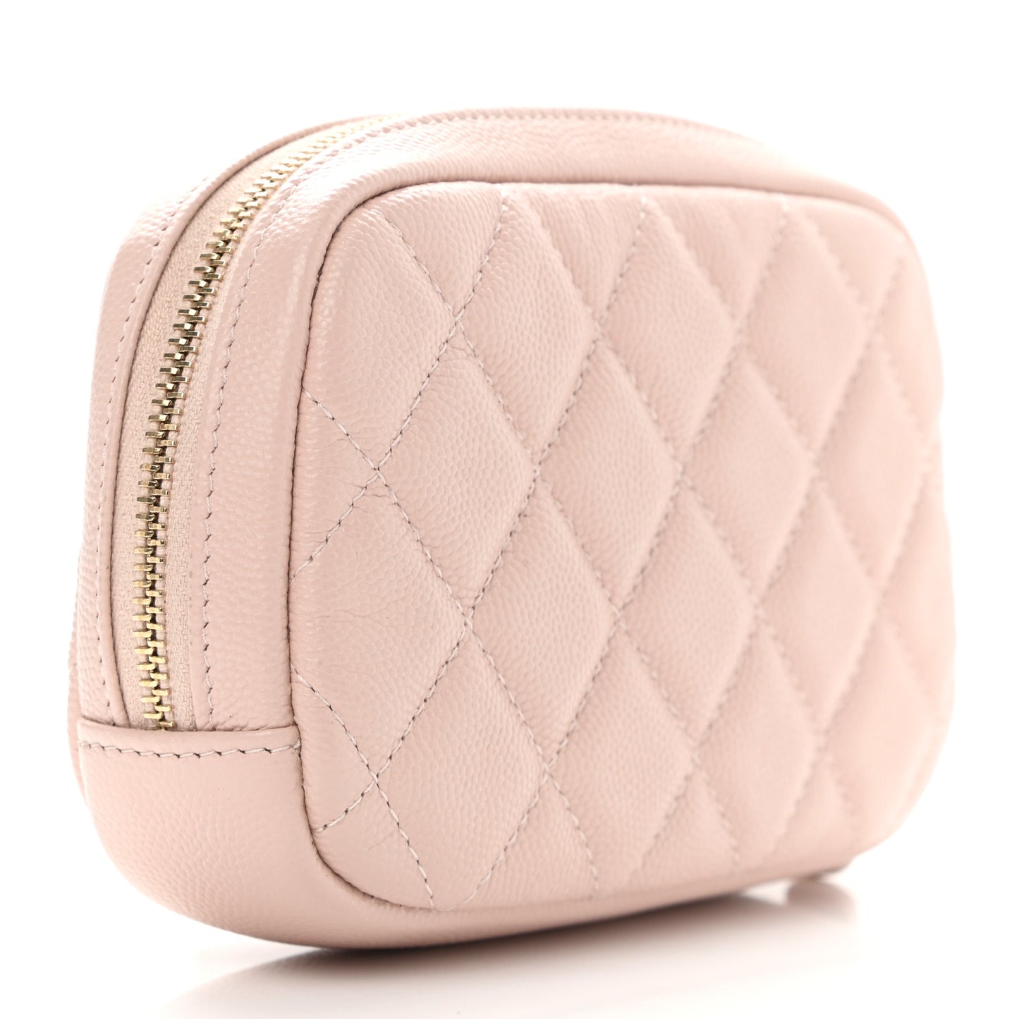 Caviar Quilted Small Curvy Pouch Cosmetic Case Light Pink