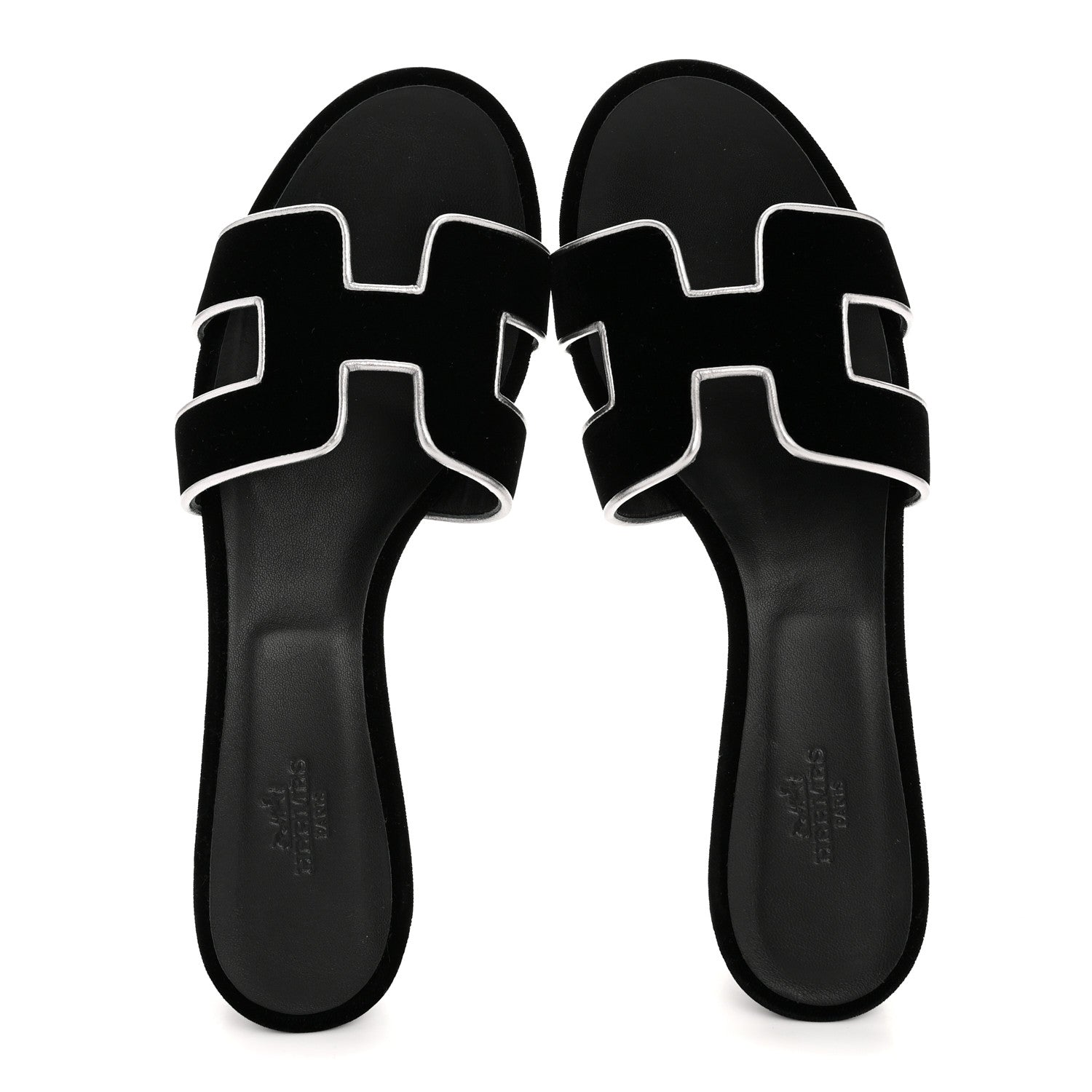 Hermes Velvet Nappa Oasis Sandals 39  39 Argent Vieilli 2 of 9