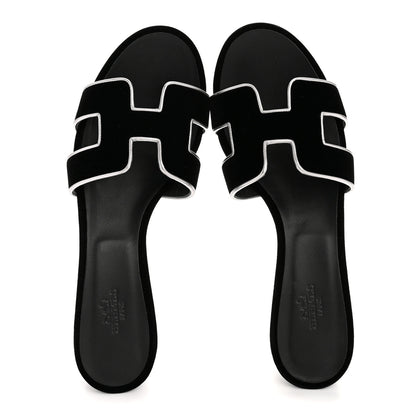 Hermes Velvet Nappa Oasis Sandals 39  39 Argent Vieilli 2 of 9