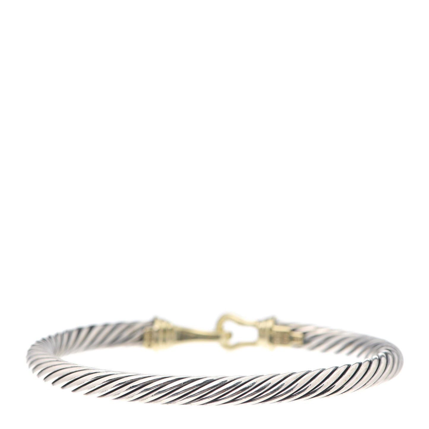 Sterling Silver 14K Yellow Gold 5mm Cable Classic Buckle Bracelet