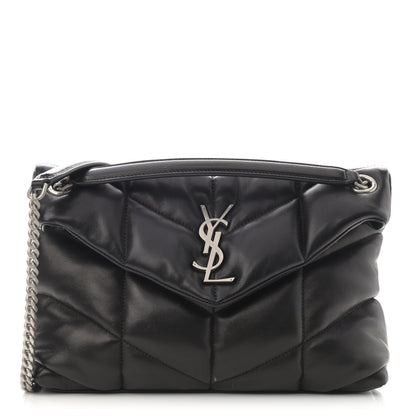 Saint Laurent Lambskin Quilted Small Loulou Puffer Monogram Chain Satchel Black 1 of 11