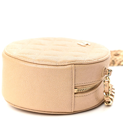 Chanel Iridescent Caviar Quilted Round Clutch With Chain Beige 8 of 8