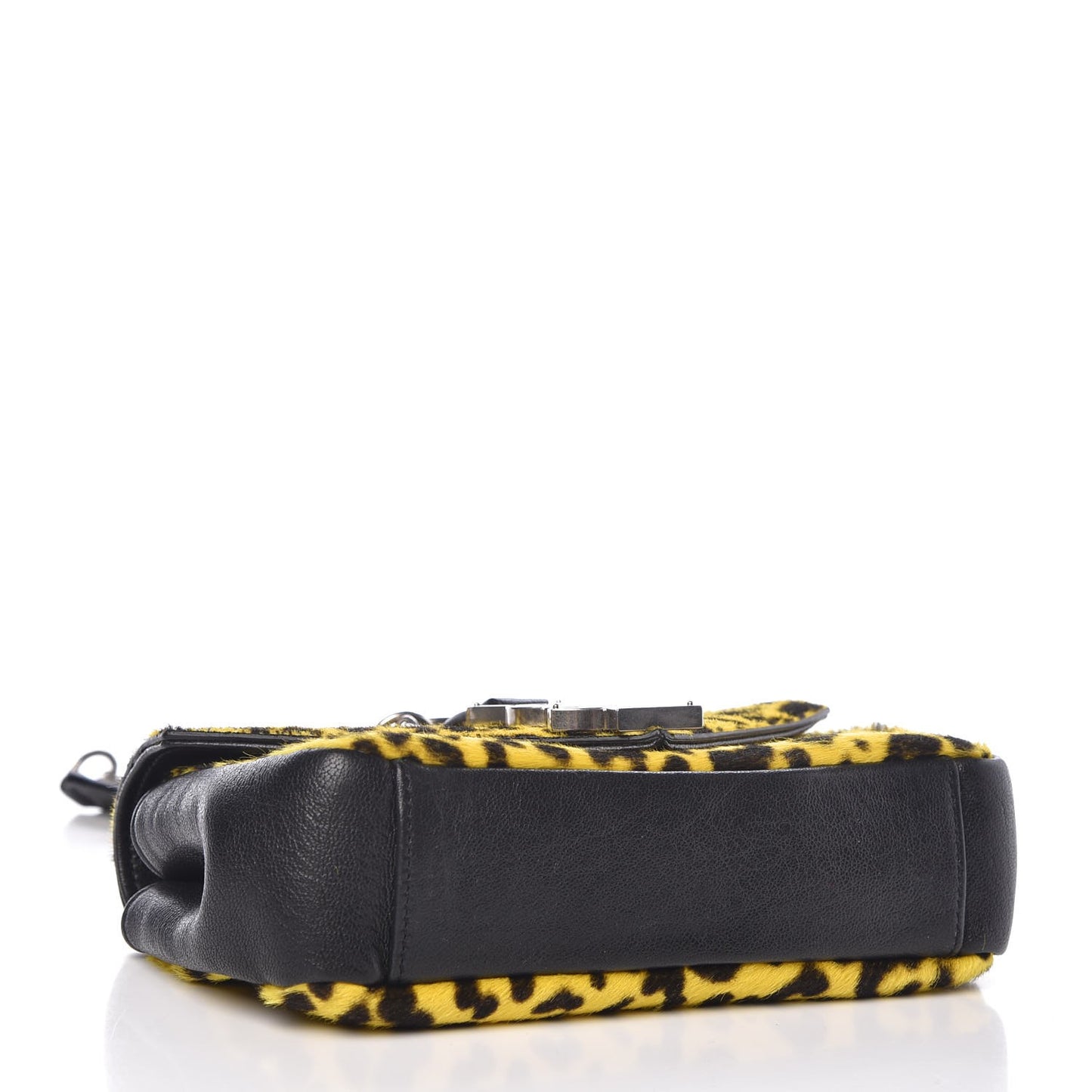 Pony Hair Calfskin Monogram Leopard Print Baby Punk Chain Bag Yellow