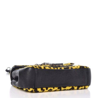 Saint Laurent Pony Hair Calfskin Monogram Leopard Print Baby Punk Chain Bag Yellow 4 of 12
