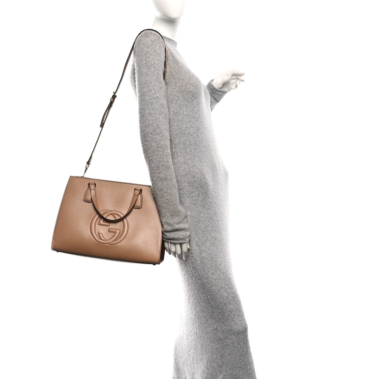 Dollar Calfskin Large Soho Top Handle Satchel Camelia