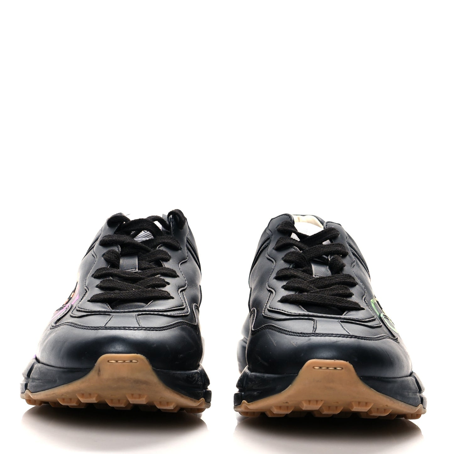 Calfskin Iridescent Logo Womens Rhyton Sneakers 39 Black