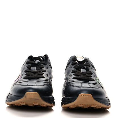 Gucci Calfskin Iridescent Logo Womens Rhyton Sneakers 39 Black 2 of 10