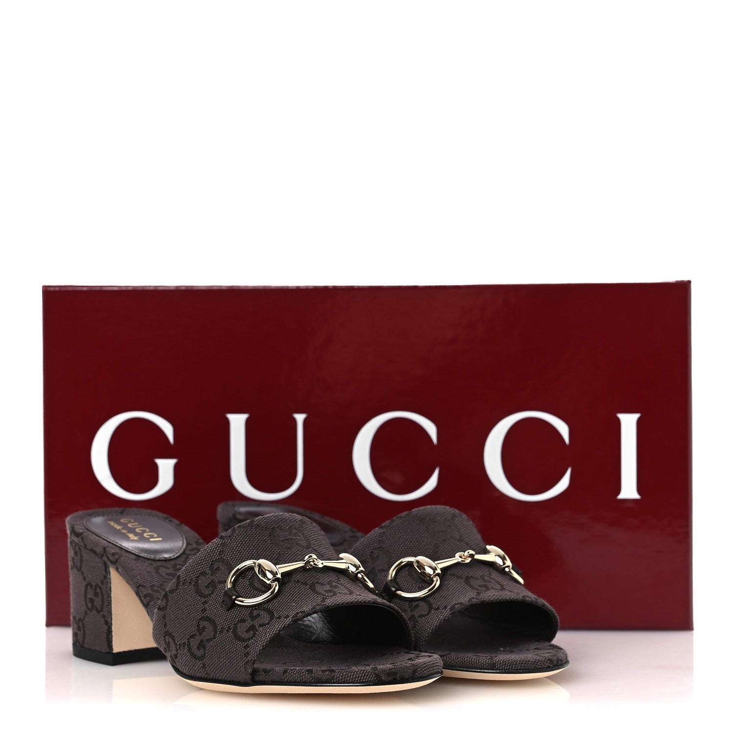 Gucci GG Monogram Horsebit Slide Sandals 36 Dark Brown 11 of 11
