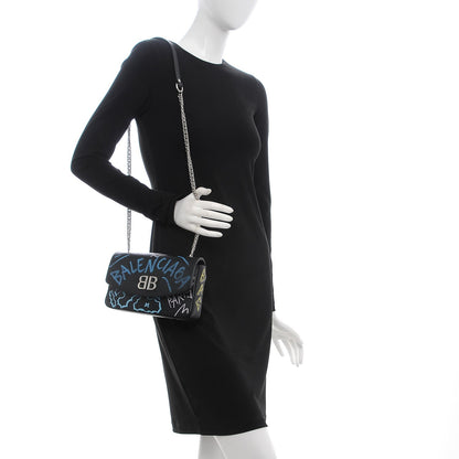 Balenciaga Calfskin Graffiti BB Chain Wallet Black Multicolor 2 of 8