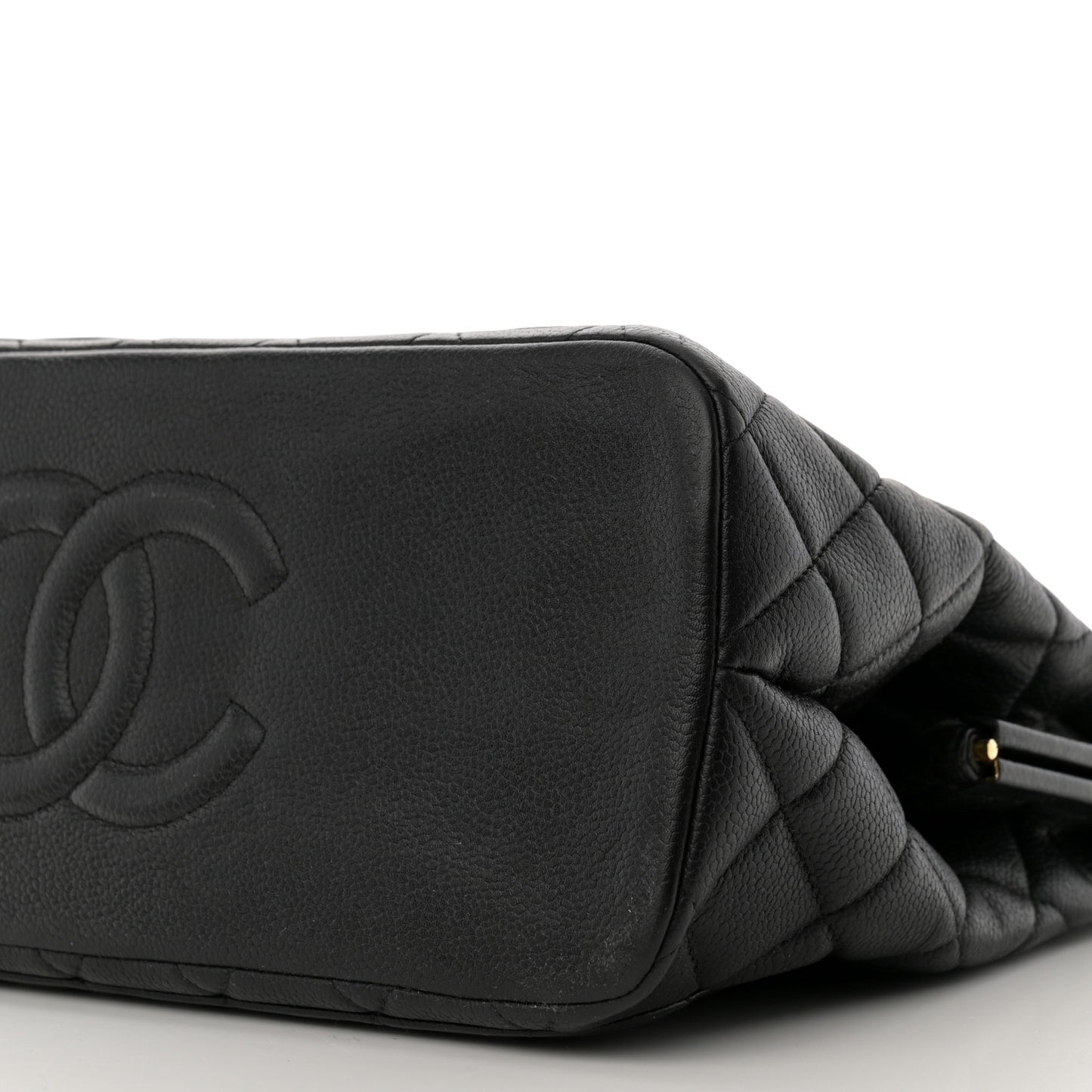 Caviar Quilted Frame Shoulder Bag Black