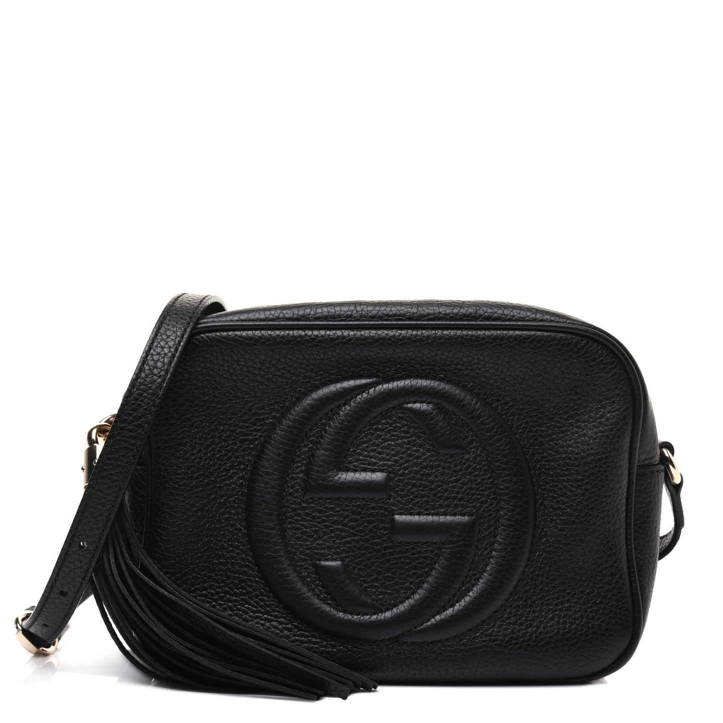Pebbled Calfskin Small Soho Disco Bag Black