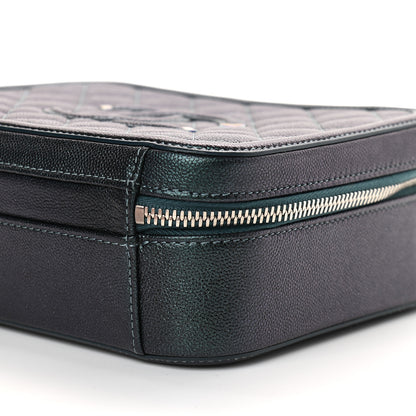 Chanel Iridescent Caviar Quilted Medium CC Filigree Vanity Case Dark Turquoise 9 of 9
