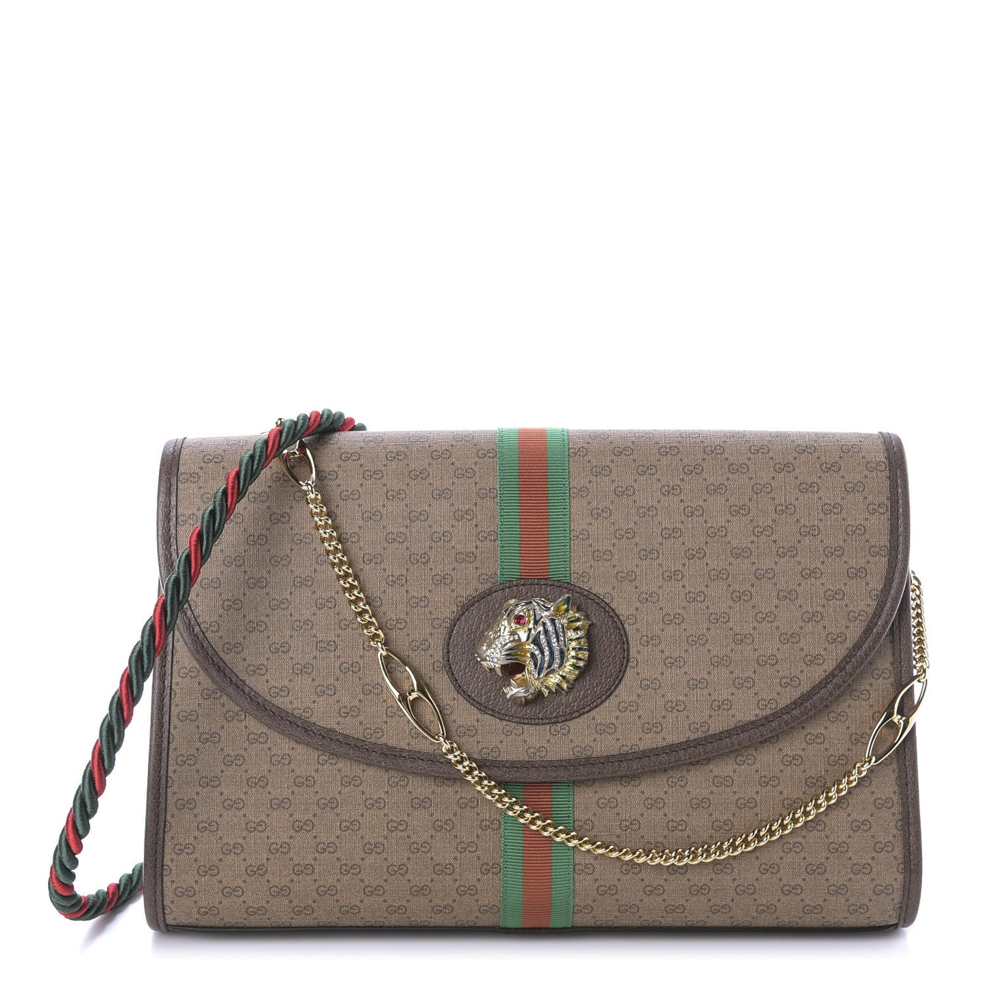 Mini Vintage GG Supreme Monogram Web Medium Rajah Slim Flap Shoulder Bag Beige New Acero