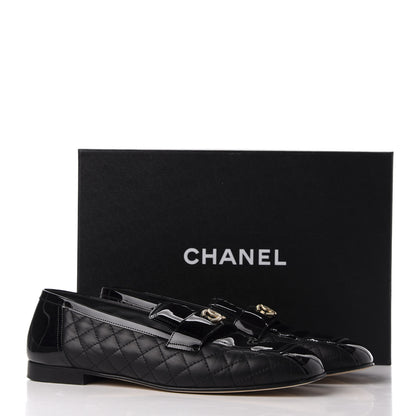 Chanel Patent Calfskin Quilted Womens CC Loafers 40 Black 11 of 15