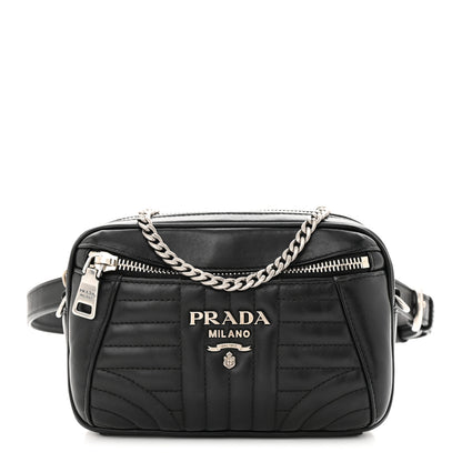 Prada Soft Calfskin Impunture Diagramme Belt Bag Black 1 of 10