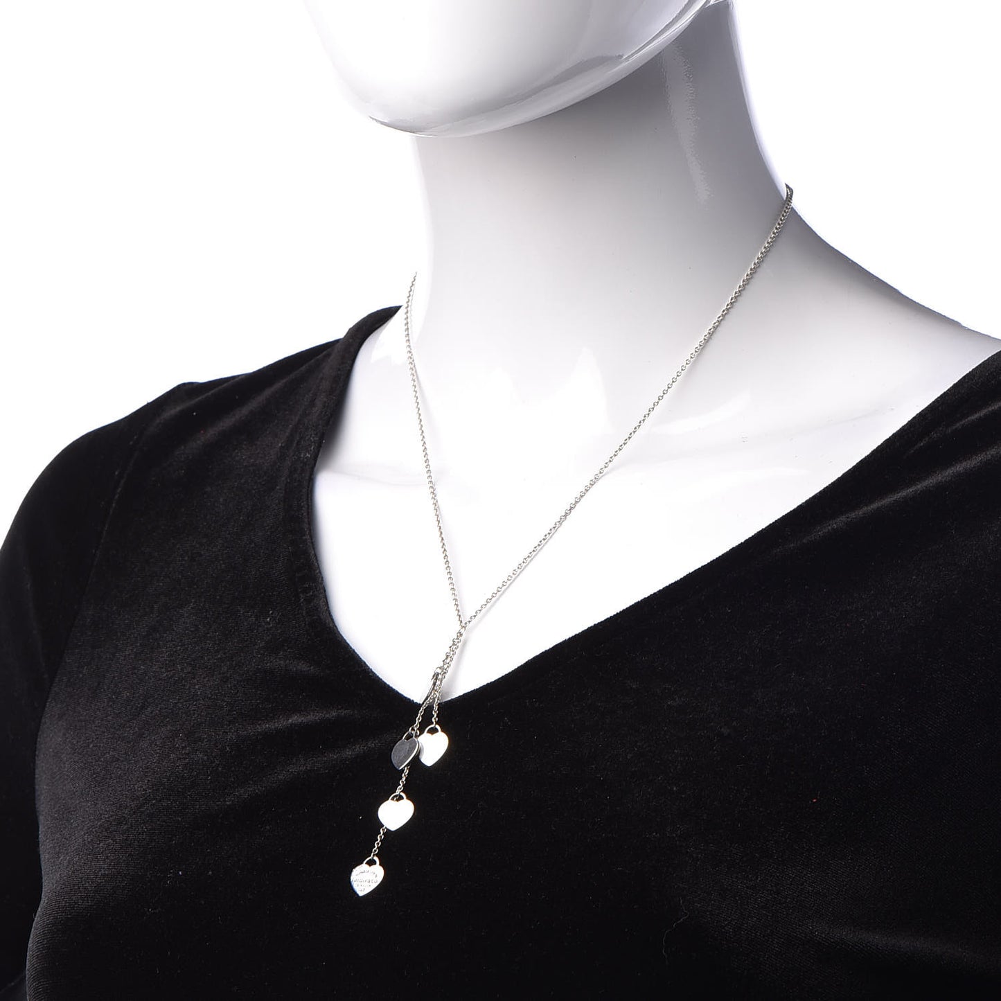 Sterling Silver Mini Heart Tag Lariat Necklace