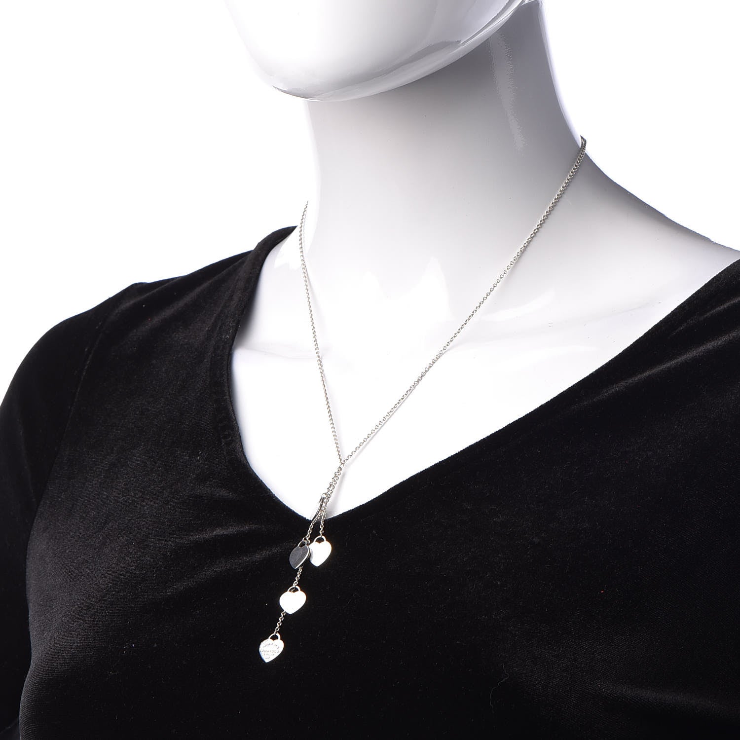 Tiffany Sterling Silver Mini Heart Tag Lariat Necklace 2 of 6