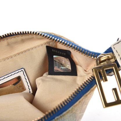Fendi Canvas Ombre Logo Chain Strap Pochette Blue White 8 of 16