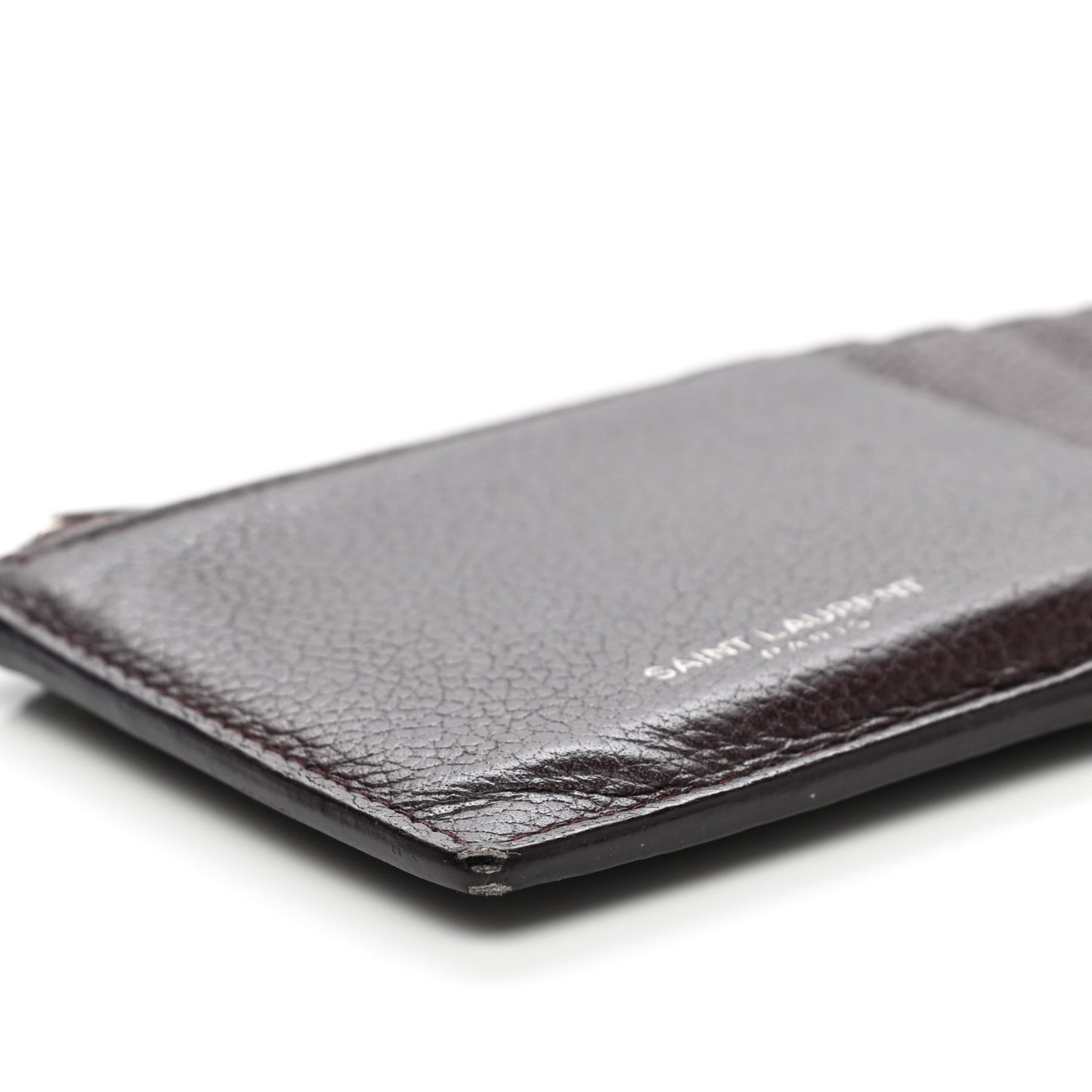 Grained Calfskin 5 Fragments Zip Pouch Card Holder Bordeaux