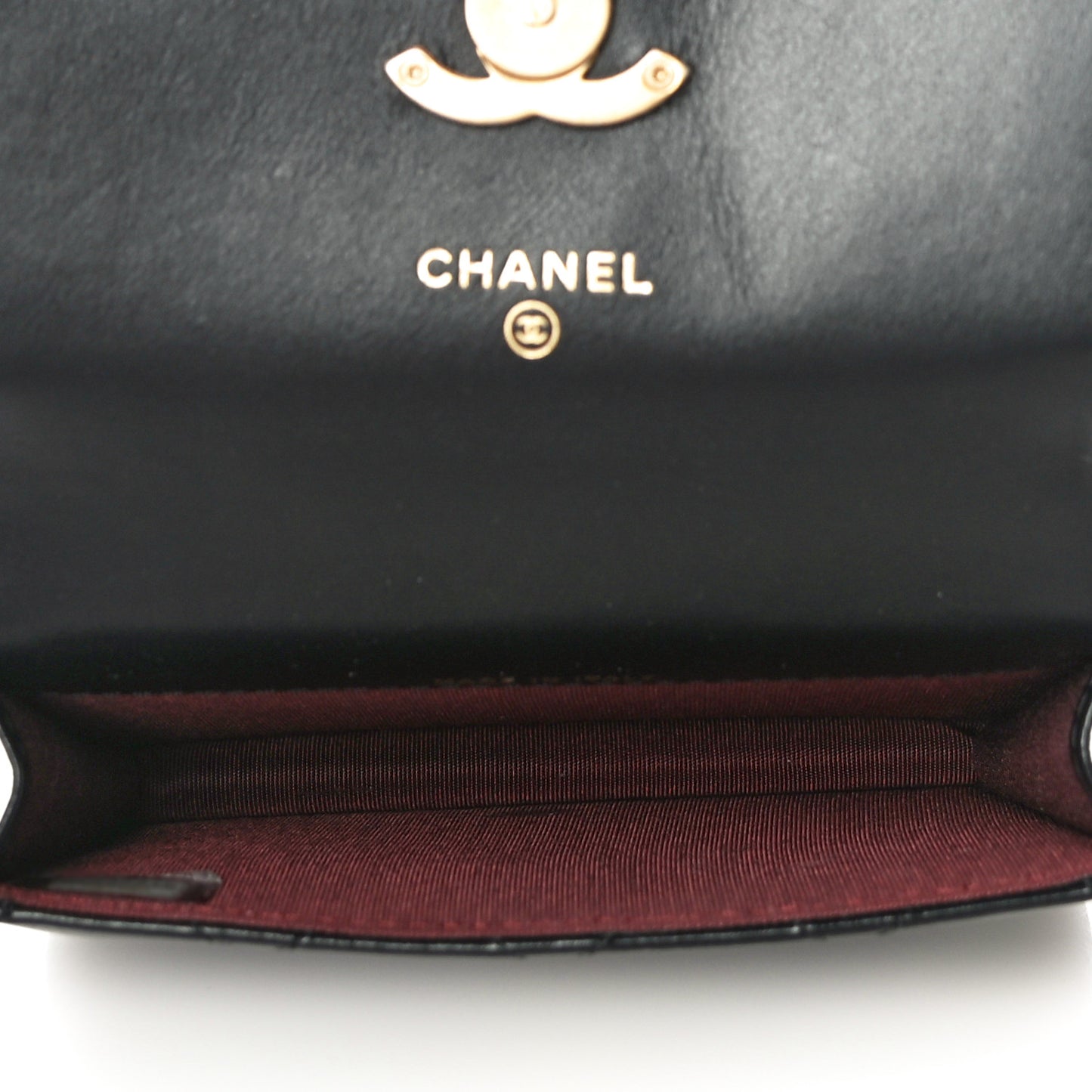 Calfskin Quilted Perfect Fit Coin Purse With Chain Black
