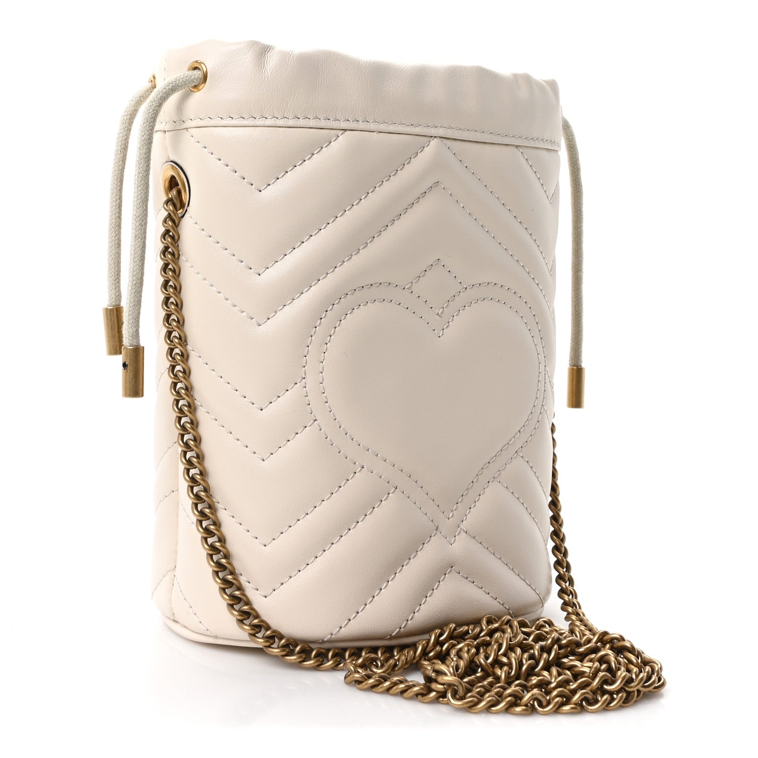Gucci Calfskin Matelasse Mini GG Marmont 2.0 Bucket Bag White 3 of 10