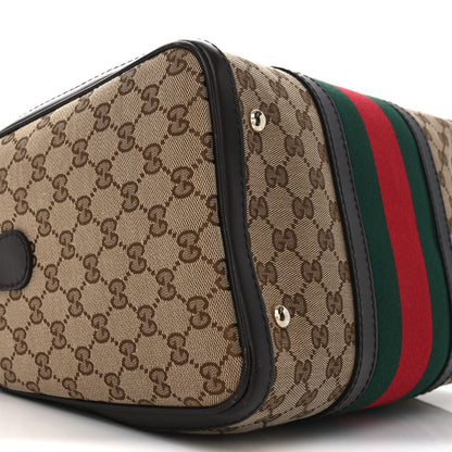 Gucci Monogram Selleria Calfskin Vintage Web Medium Boston Beige Ebony Cocoa 9 of 10