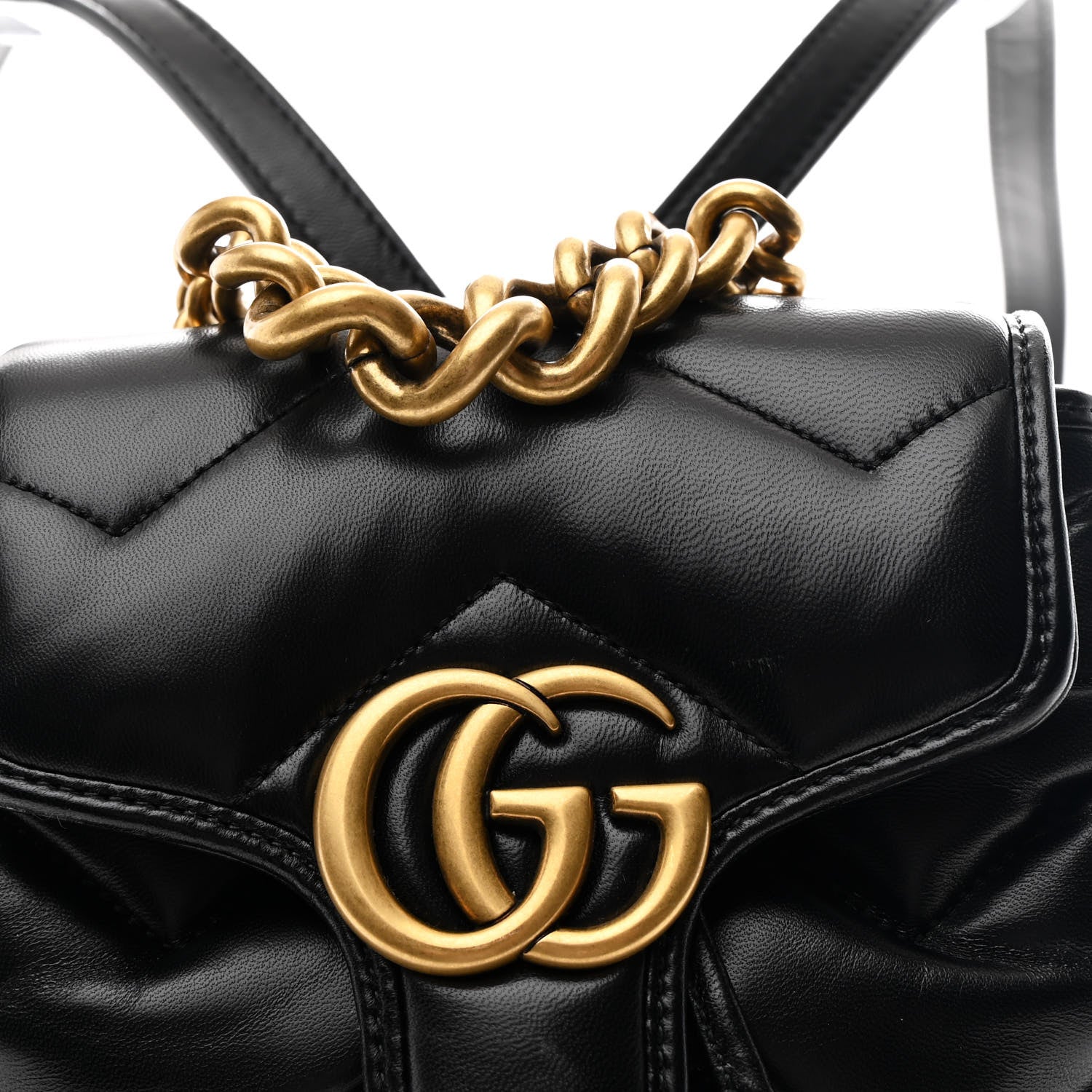 Gucci Nappa Chevron Matelasse GG Marmont Backpack Black 8 of 10