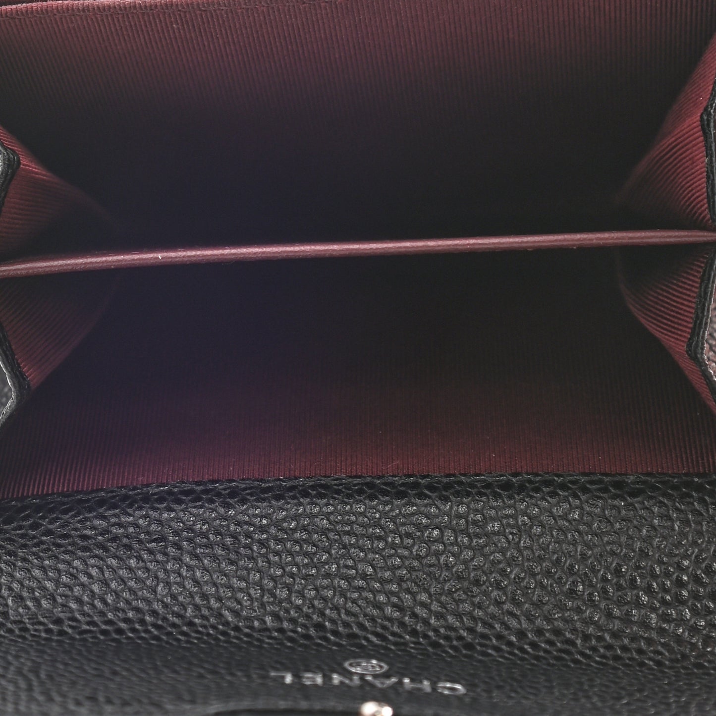 Caviar Quilted Flap Card Holder Wallet Black