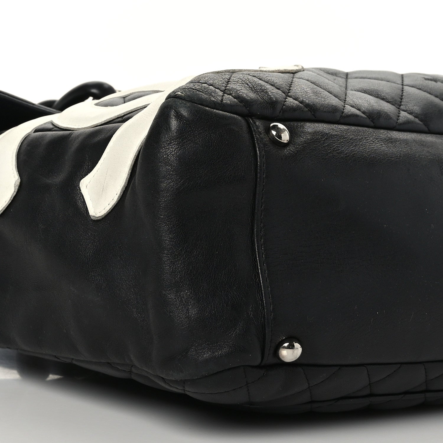 Chanel Calfskin Quilted Large Cambon Flap Black White 8 of 12