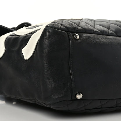 Chanel Calfskin Quilted Large Cambon Flap Black White 8 of 12