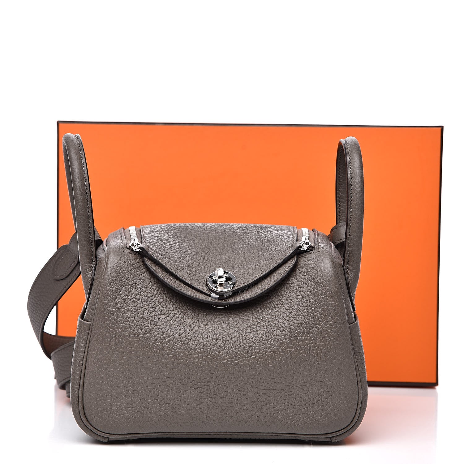 Hermes Taurillon Clemence Mini Lindy 20 Etain 9 of 9